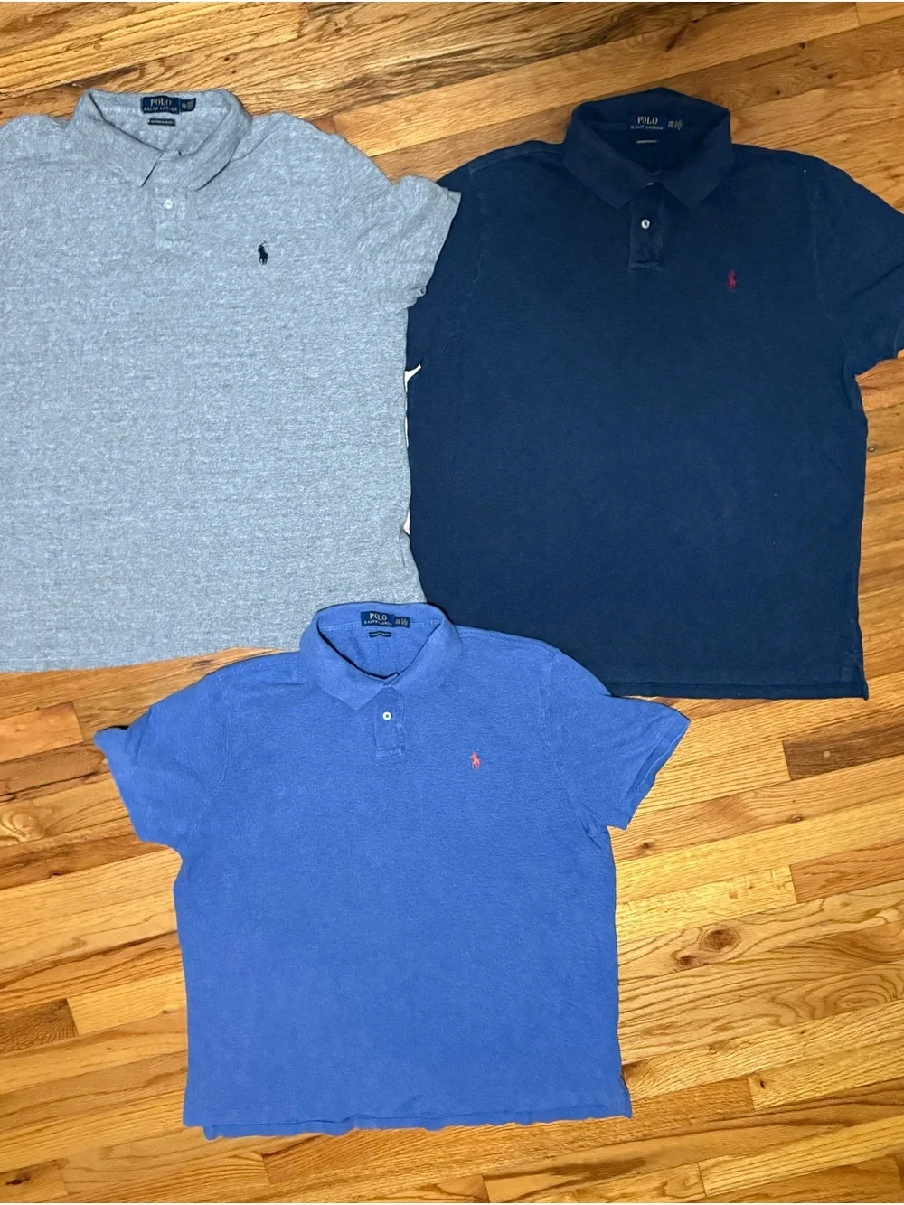 Polo Ralph Lauren Men's XXL Custom Slim Fit Short Sleeve Shirts Blue Gray Lot 3